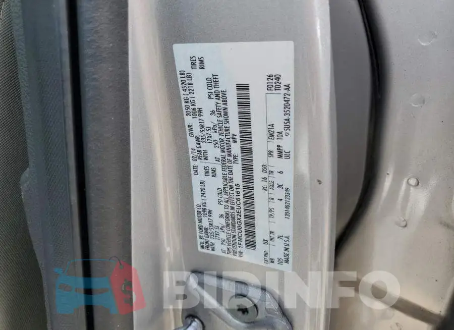 1FMCU0GX2EUC61615 Photo# 13
