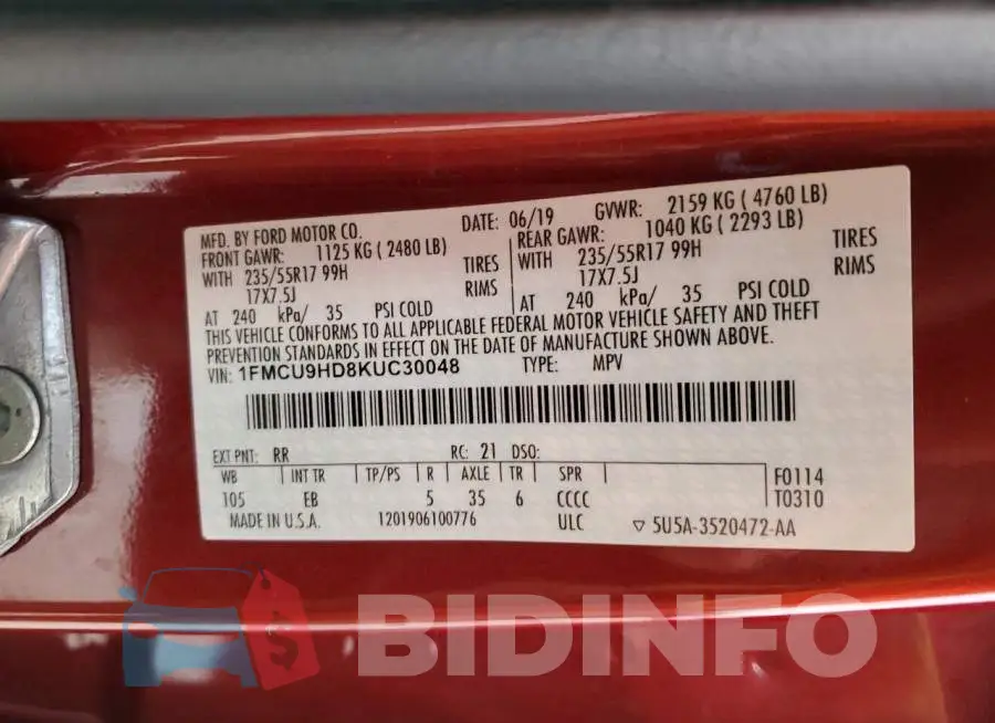 1FMCU9HD8KUC30048 Photo# 13