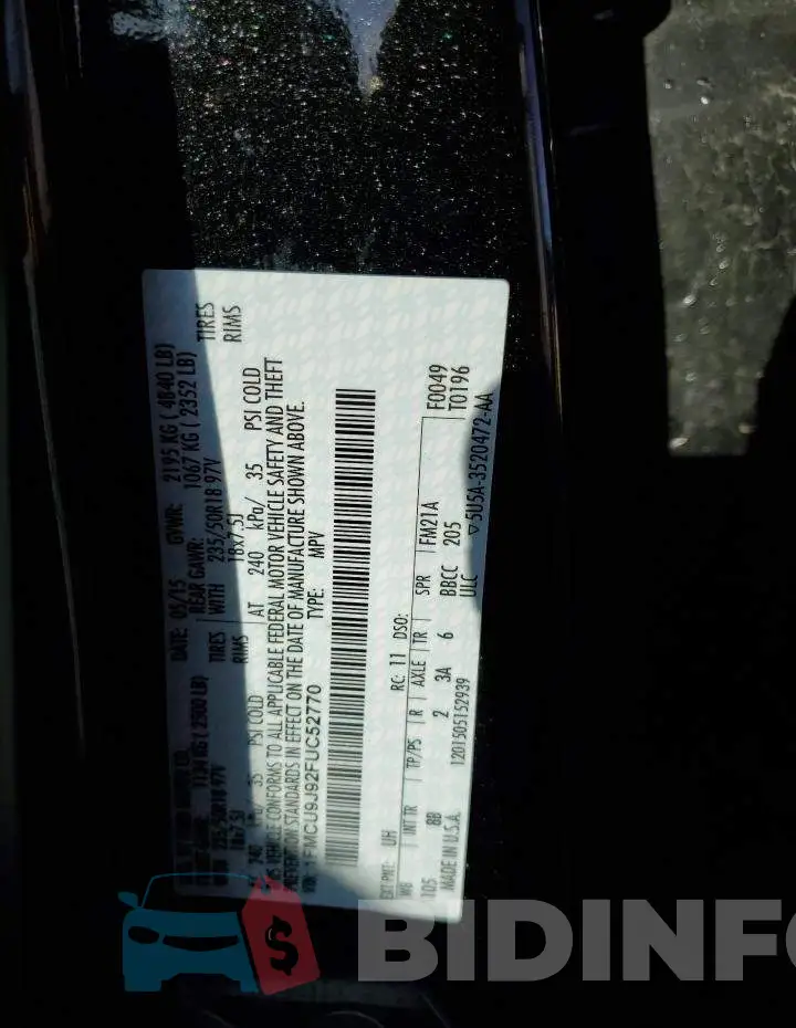 1FMCU9J92FUC52770 Photo# 13