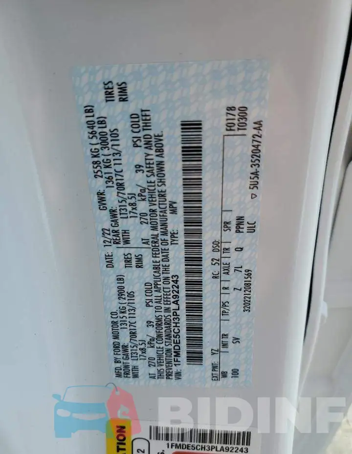1FMDE5CH3PLA92243 Photo# 13