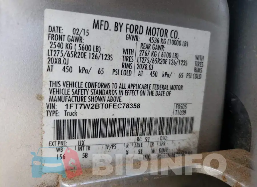 1FT7W2BT0FEC78358 Photo# 12