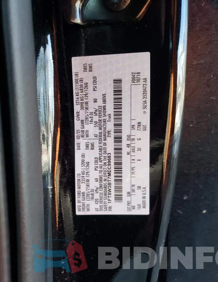 1FT8W3BT7MEC99683 Photo# 12