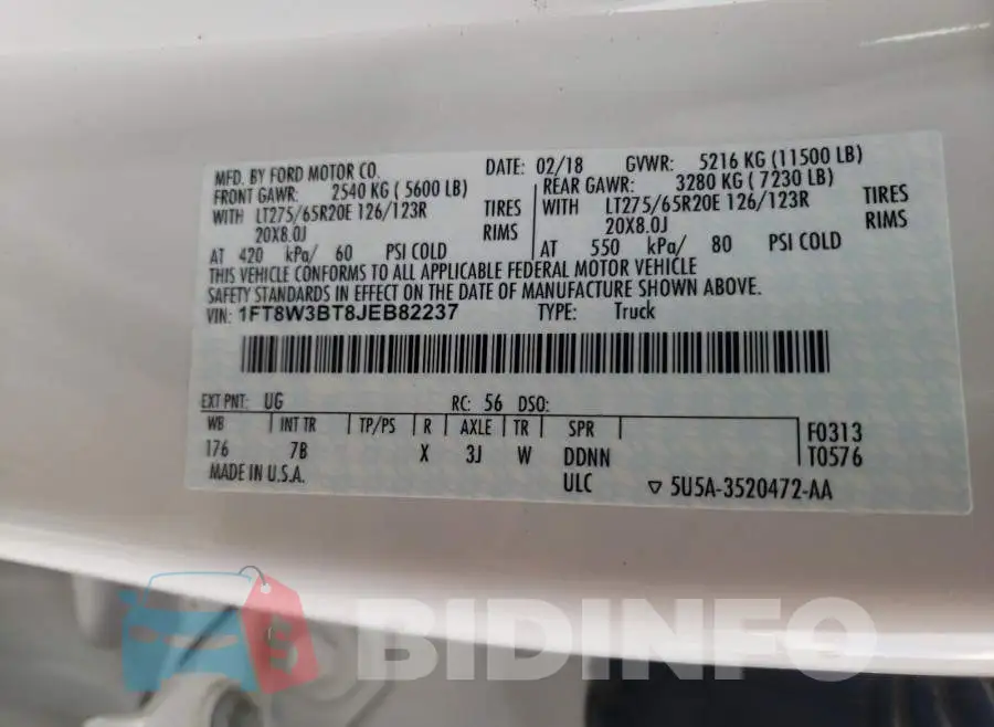 1FT8W3BT8JEB82237 Photo# 10