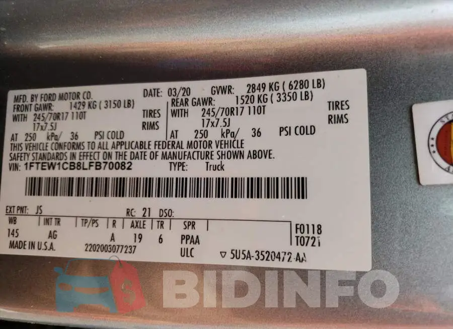 1FTEW1CB8LFB70082 Photo# 12