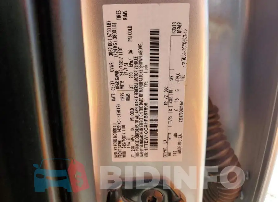 1FTEW1CGXHFB67896 Photo# 12