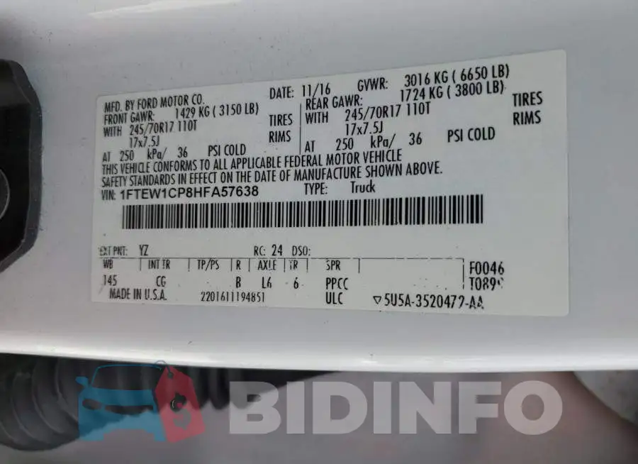 1FTEW1CP8HFA57638 Photo# 13