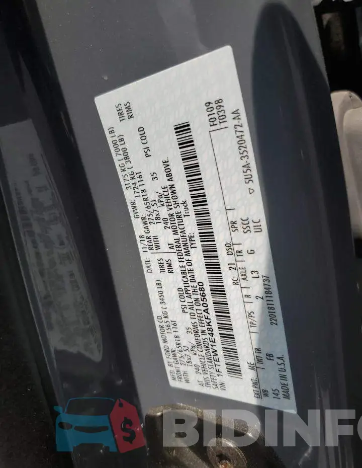 1FTEW1E48KFA05680 Photo# 12