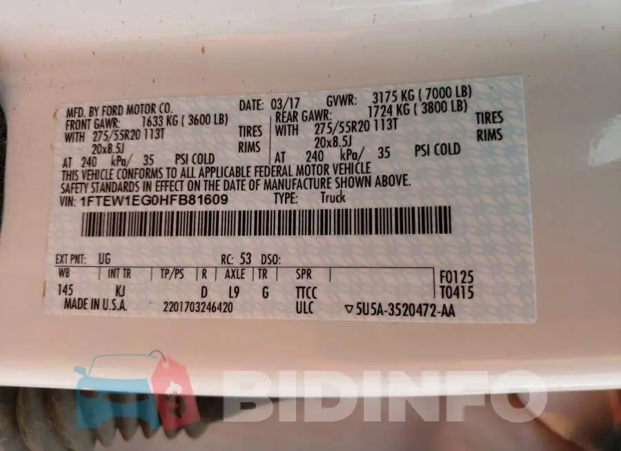 1FTEW1EG0HFB81609 Photo# 12