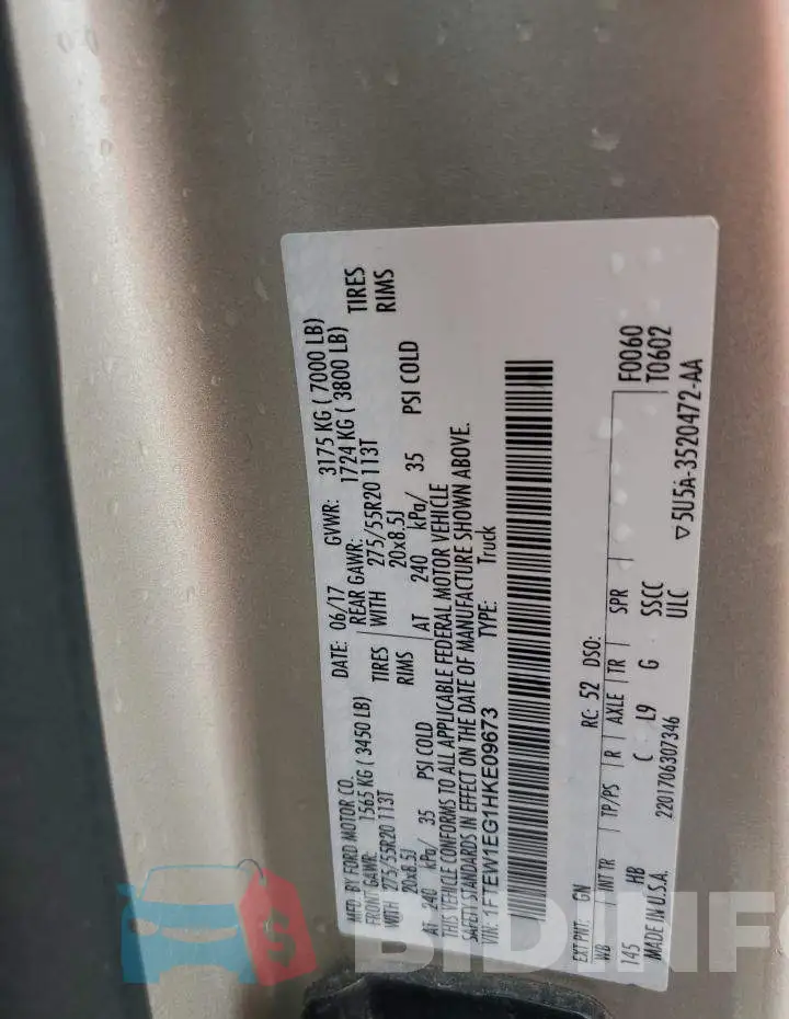 1FTEW1EG1HKE09673 Photo# 12