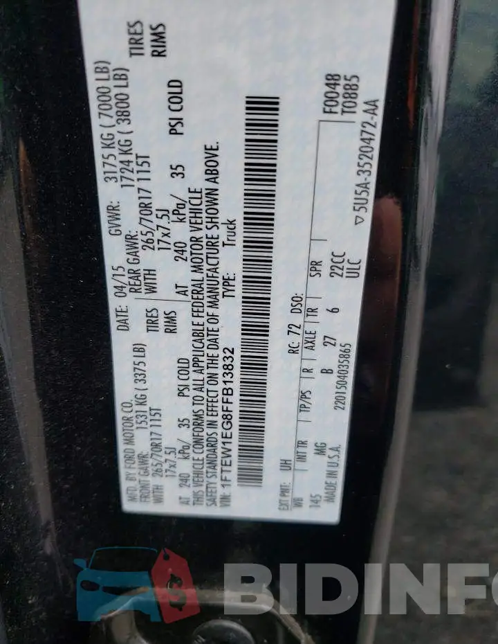1FTEW1EG8FFB13832 Photo# 12