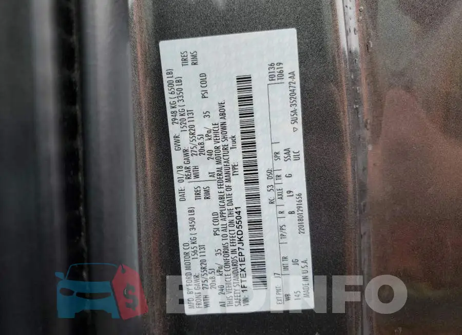 1FTEX1EP7JKD55041 Photo# 12