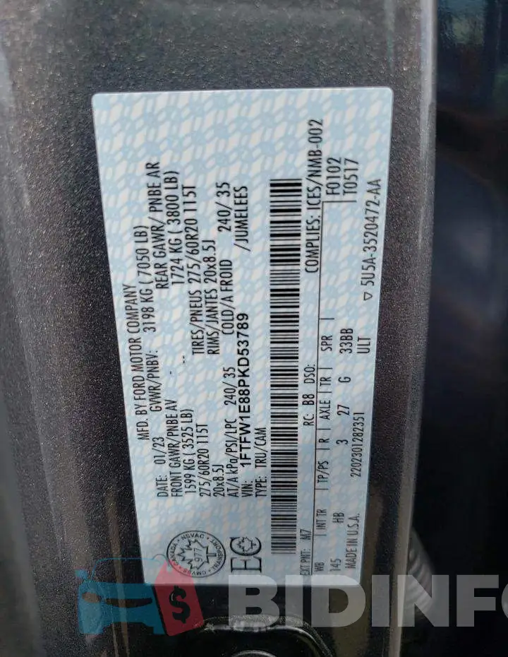 1FTFW1E88PKD53789 Photo# 12