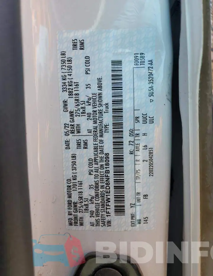 1FTFW1ED8NFB18098 Photo# 12