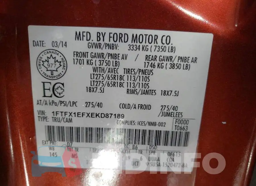 1FTFX1EFXEKD87189 Photo# 12