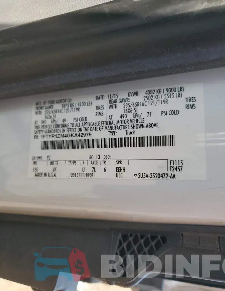 1FTYR1ZM4GKA42979 Photo# 13