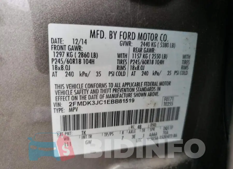 2FMDK3JC1EBB81519 Photo# 13