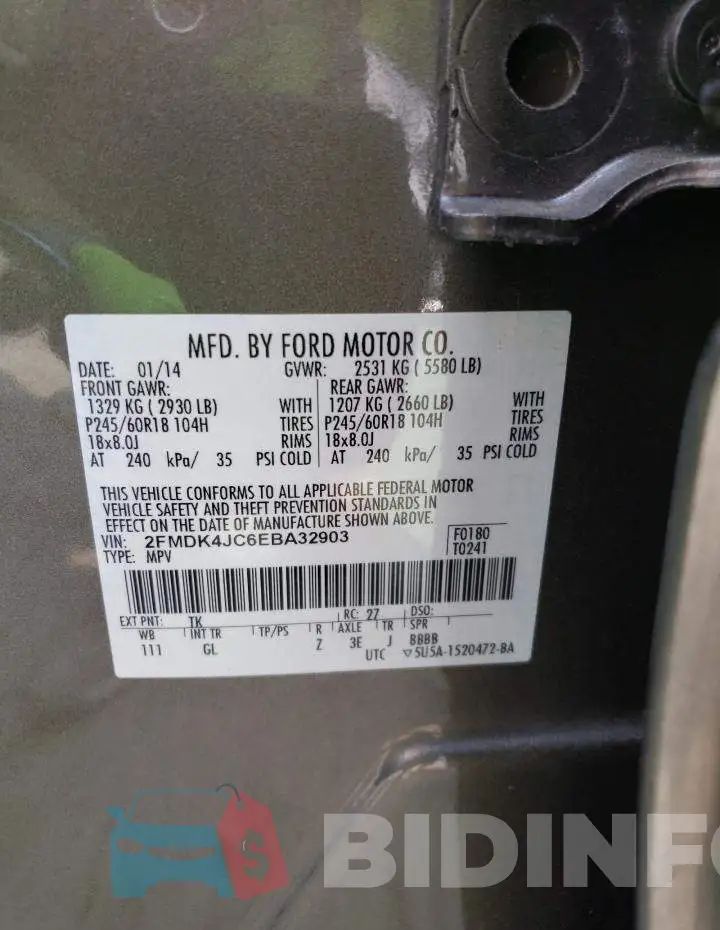 2FMDK4JC6EBA32903 Photo# 13