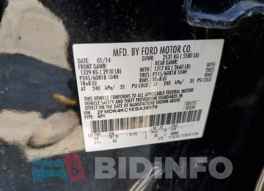 2FMDK4KC1EBA38879 Photo# 13
