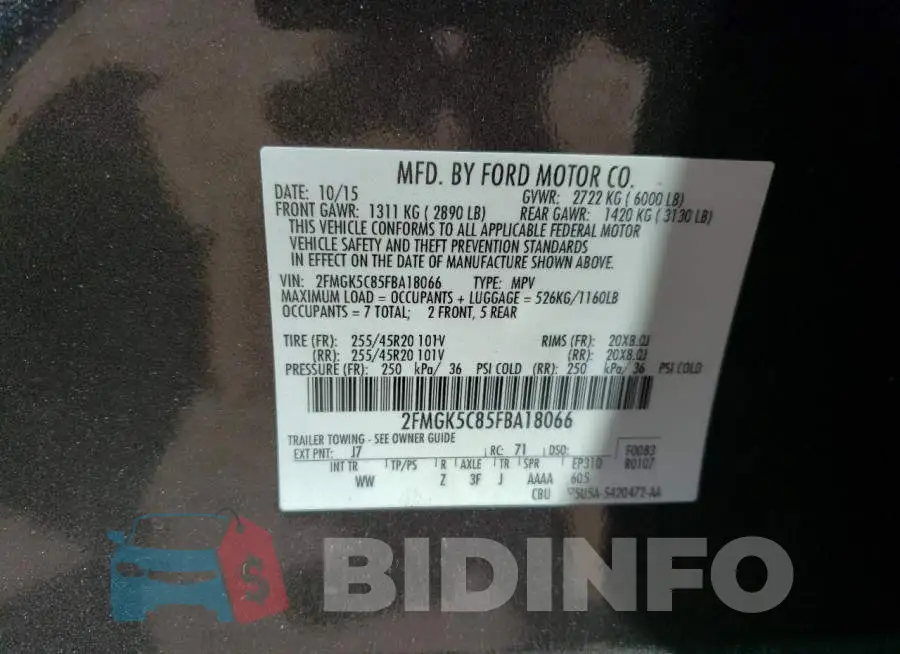 2FMGK5C85FBA18066 Photo# 14