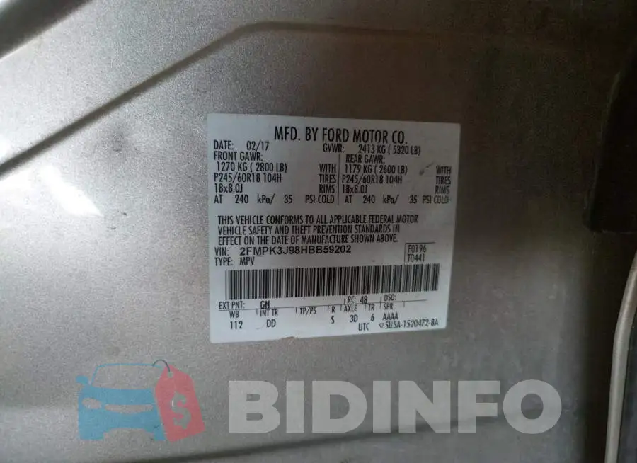 2FMPK3J98HBB59202 Photo# 12