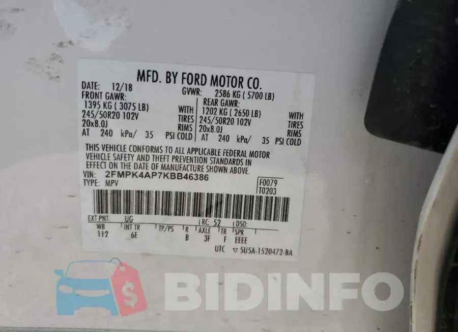 2FMPK4AP7KBB46386 Photo# 12