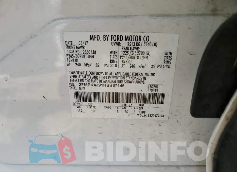 2FMPK4J91HBB67146 Photo# 13