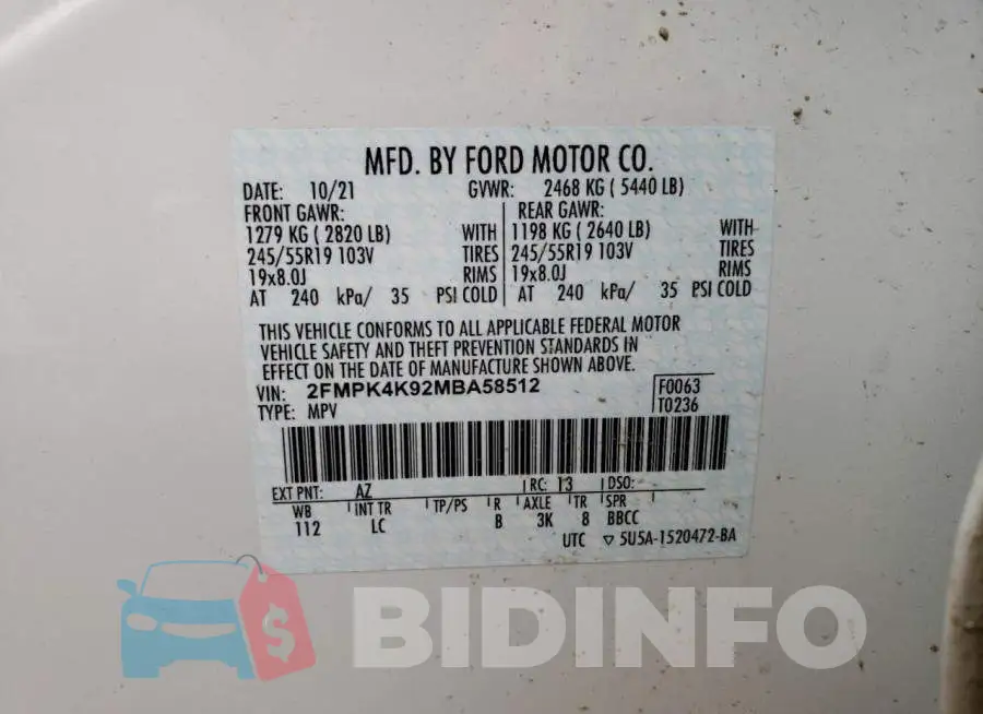 2FMPK4K92MBA58512 Photo# 10