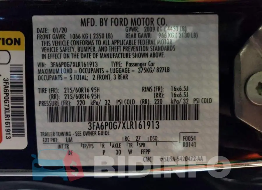 3FA6P0G7XLR161913 Photo# 12