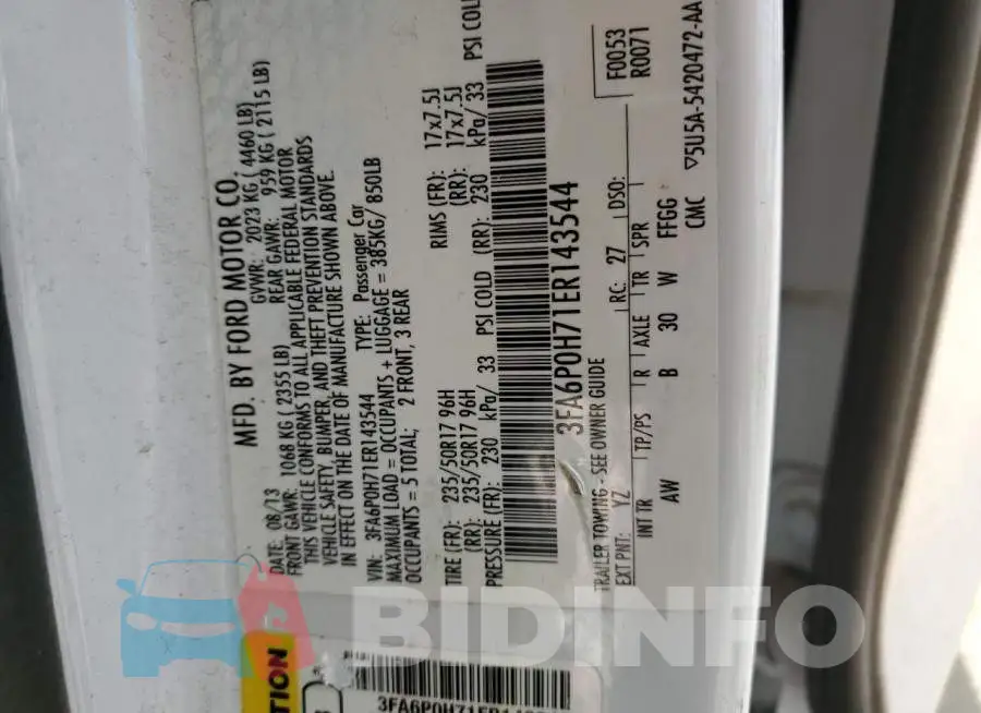 3FA6P0H71ER143544 Photo# 13