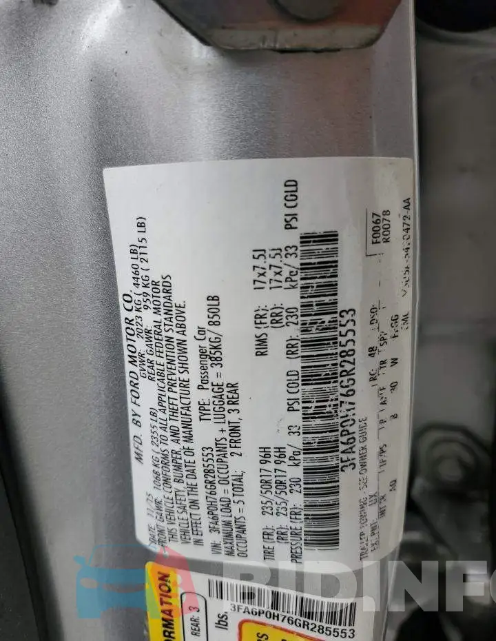 3FA6P0H76GR285553 Photo# 12