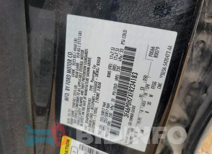 3FA6P0H7XFR234183 Photo# 12