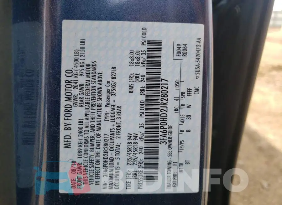 3FA6P0HD2JR280217 Photo# 13