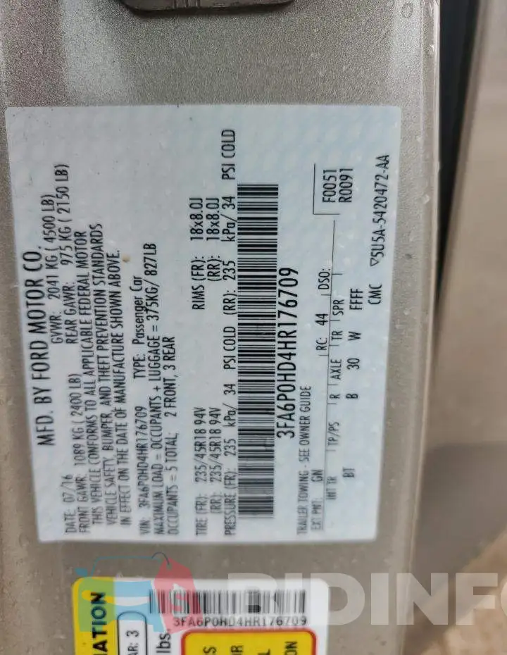 3FA6P0HD4HR176709 Photo# 12