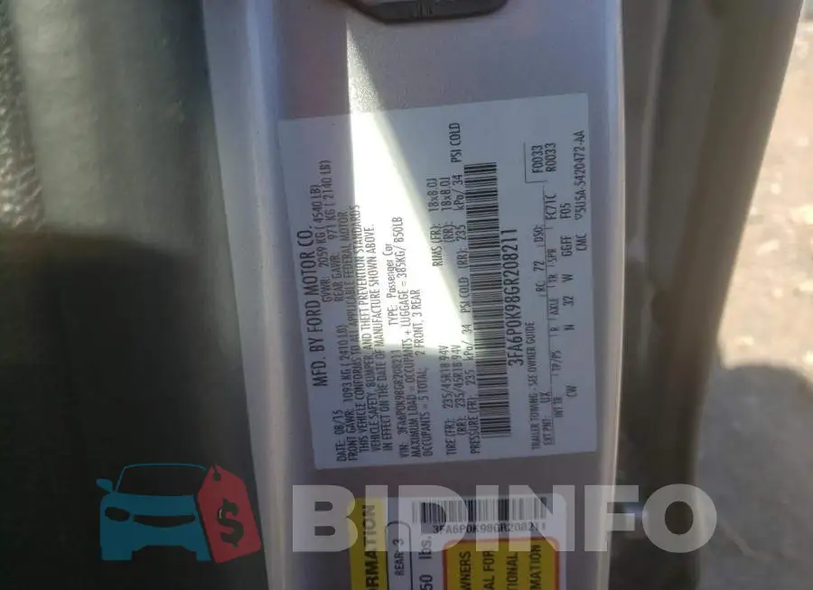 3FA6P0K98GR208211 Photo# 13
