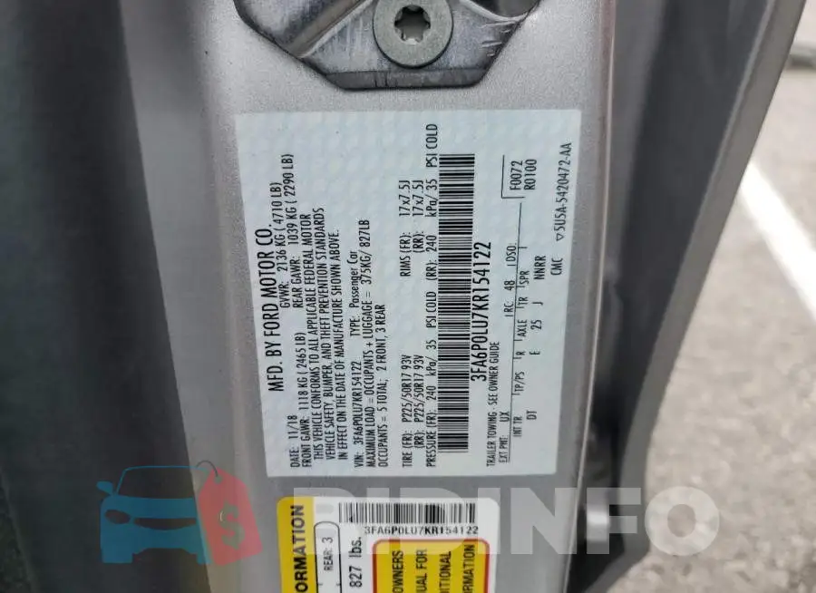 3FA6P0LU7KR154122 Photo# 13