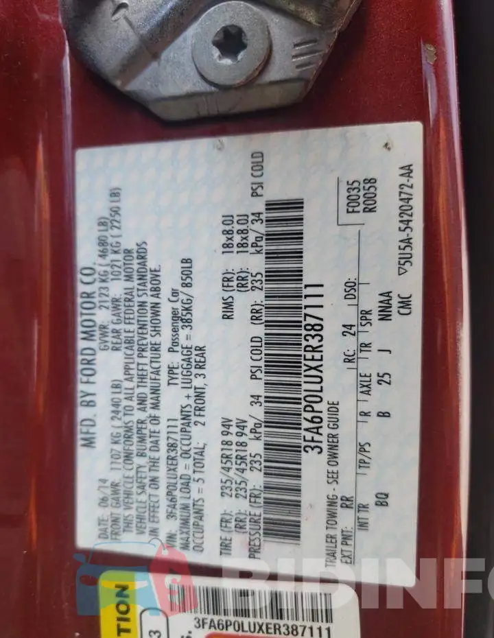 3FA6P0LUXER387111 Photo# 12