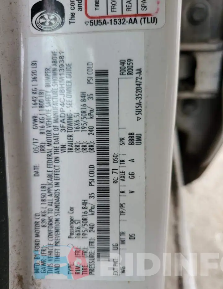 3FADP4CJ8HM139381 Photo# 12