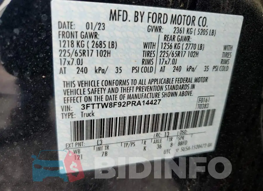 3FTTW8F92PRA14427 Photo# 13