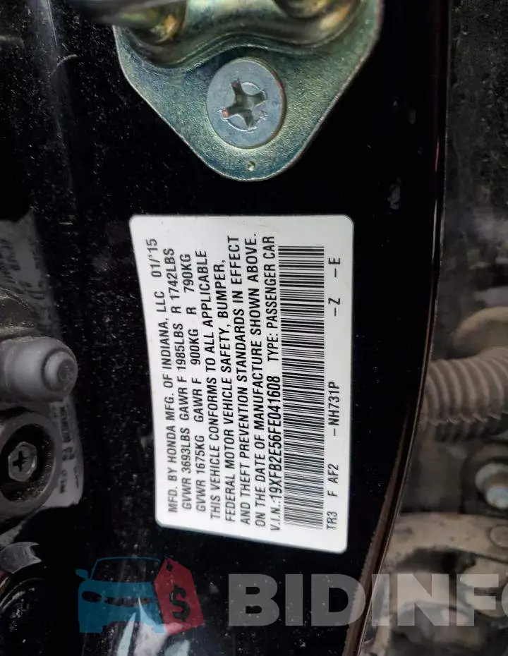 19XFB2E56FE041608 Photo# 12