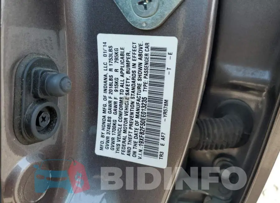 19XFB2F50EE013235 Photo# 12