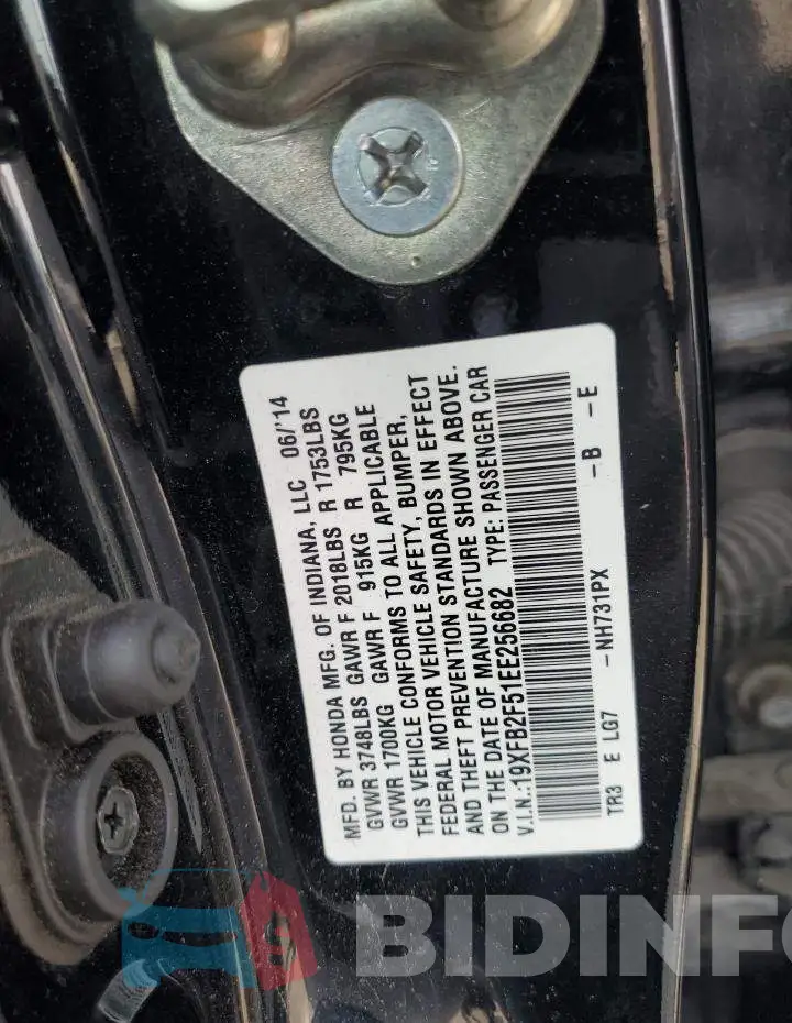 19XFB2F51EE256682 Photo# 13