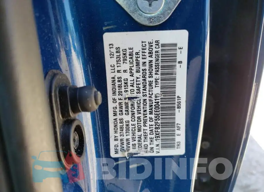 19XFB2F55EE004191 Photo# 10