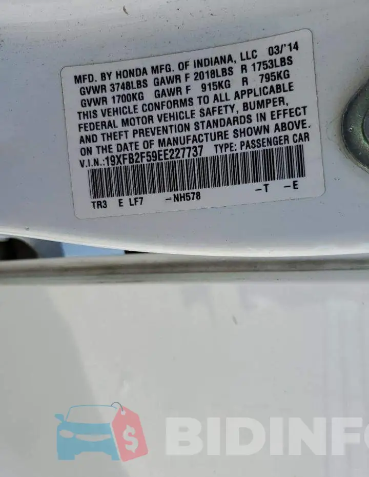 19XFB2F59EE227737 Photo# 10