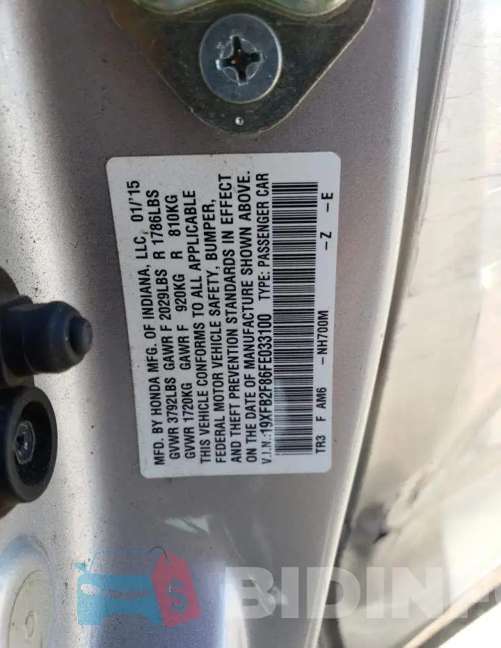19XFB2F86FE033100 Photo# 12