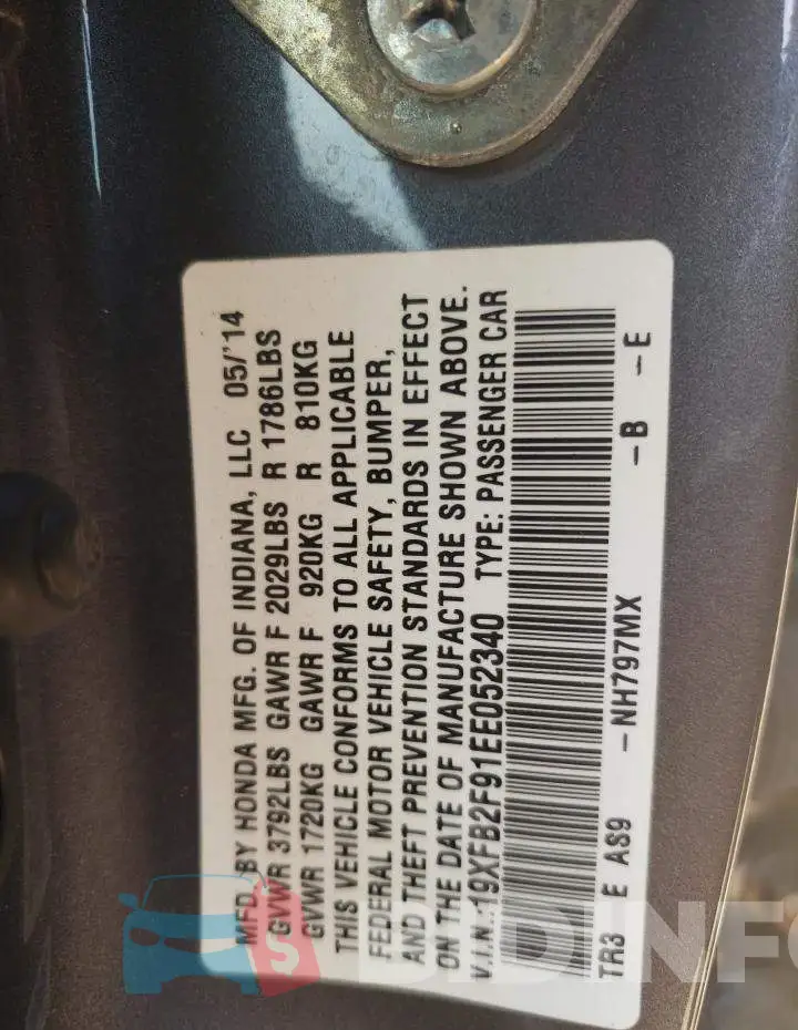 19XFB2F91EE052340 Photo# 12