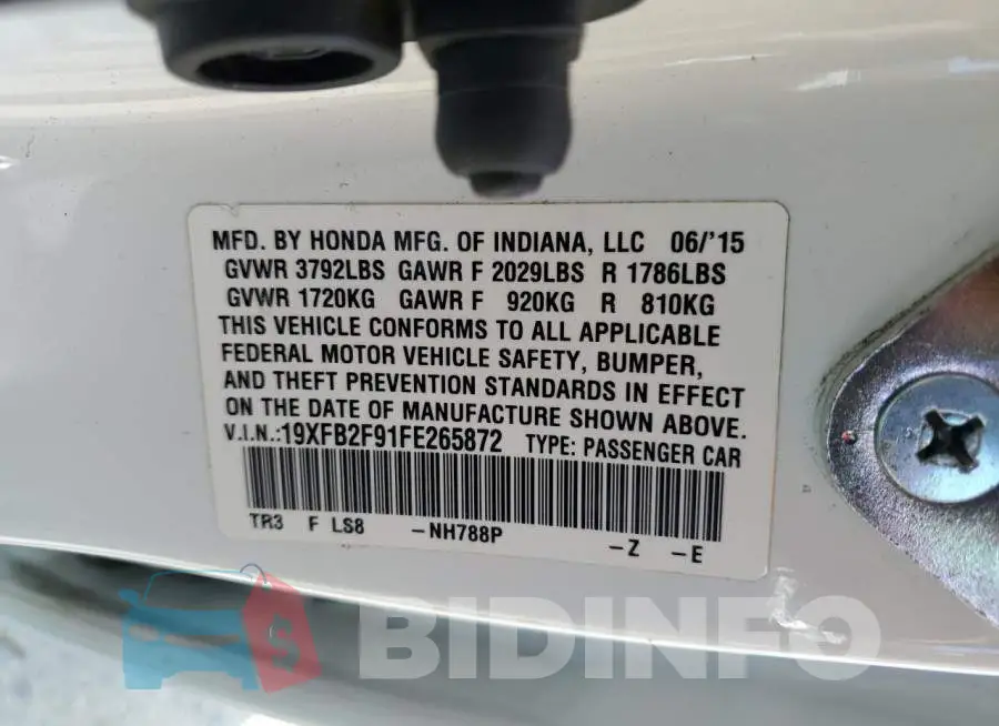 19XFB2F91FE265872 Photo# 13