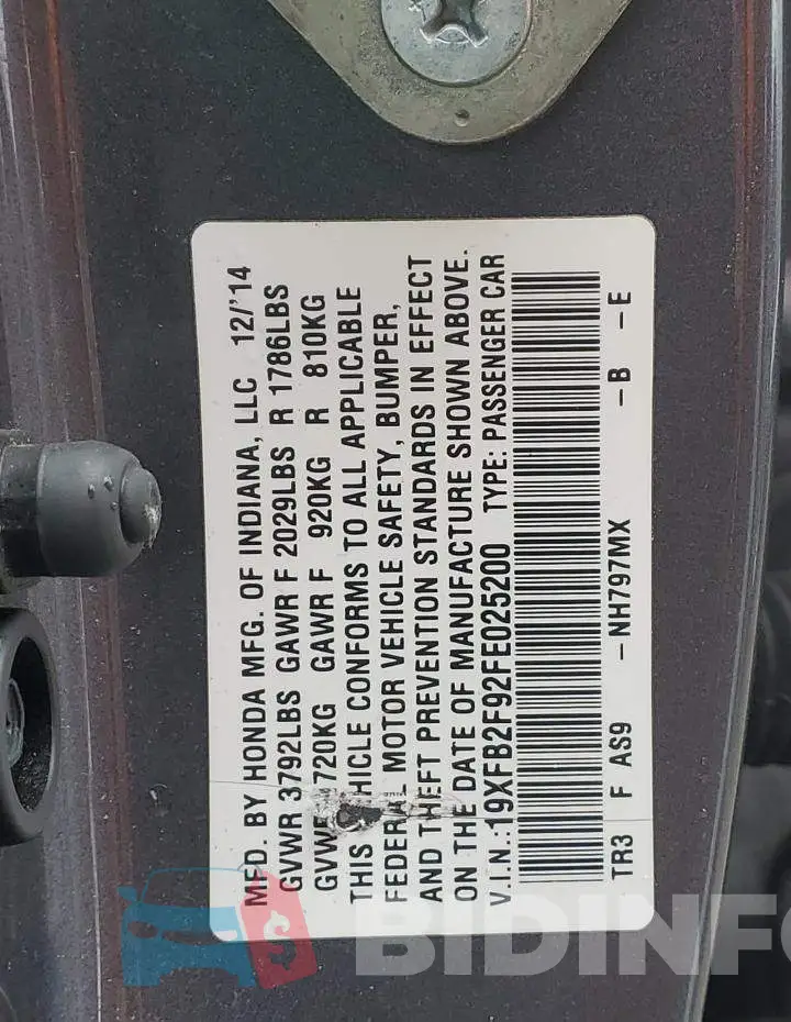 19XFB2F92FE025200 Photo# 12