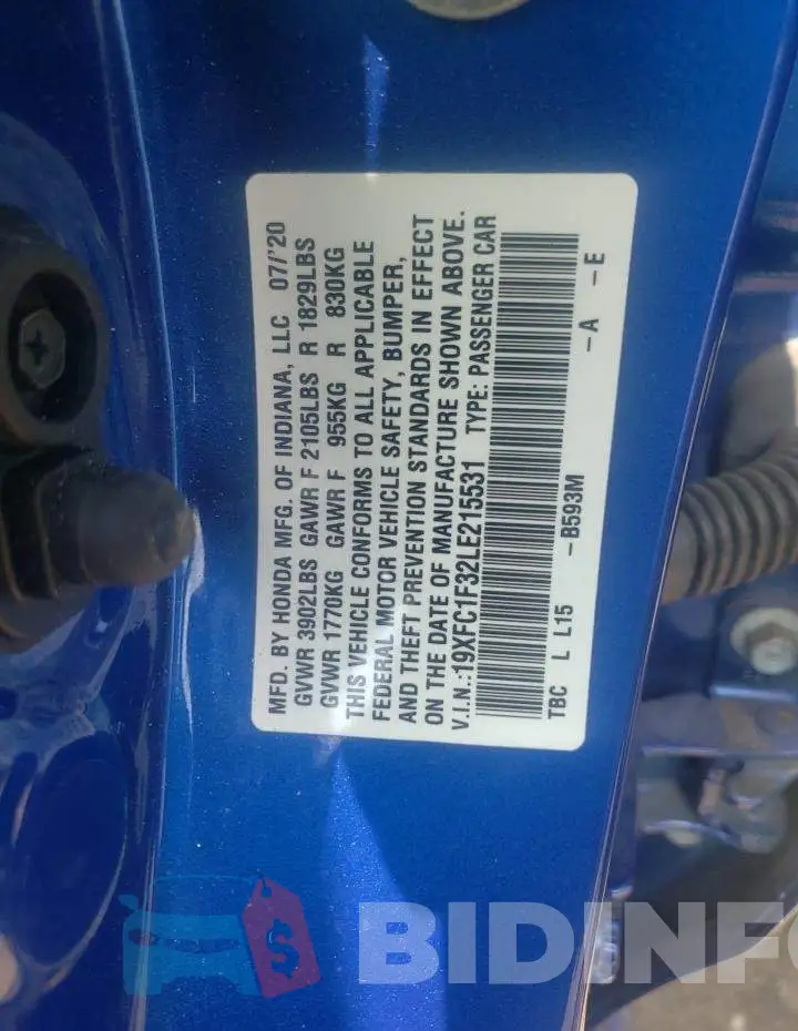 19XFC1F32LE215531 Photo# 12