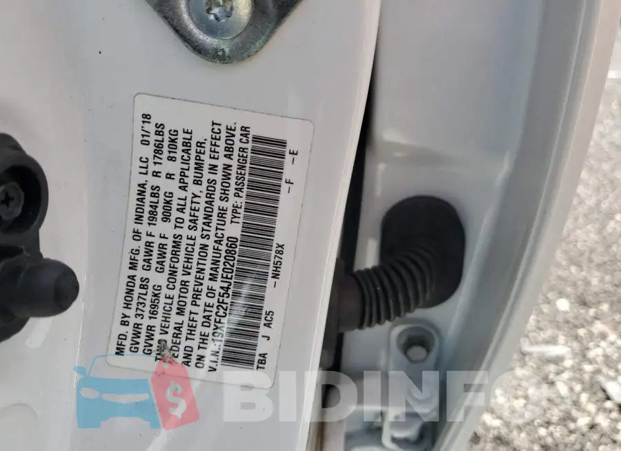 19XFC2F54JE020860 Photo# 12