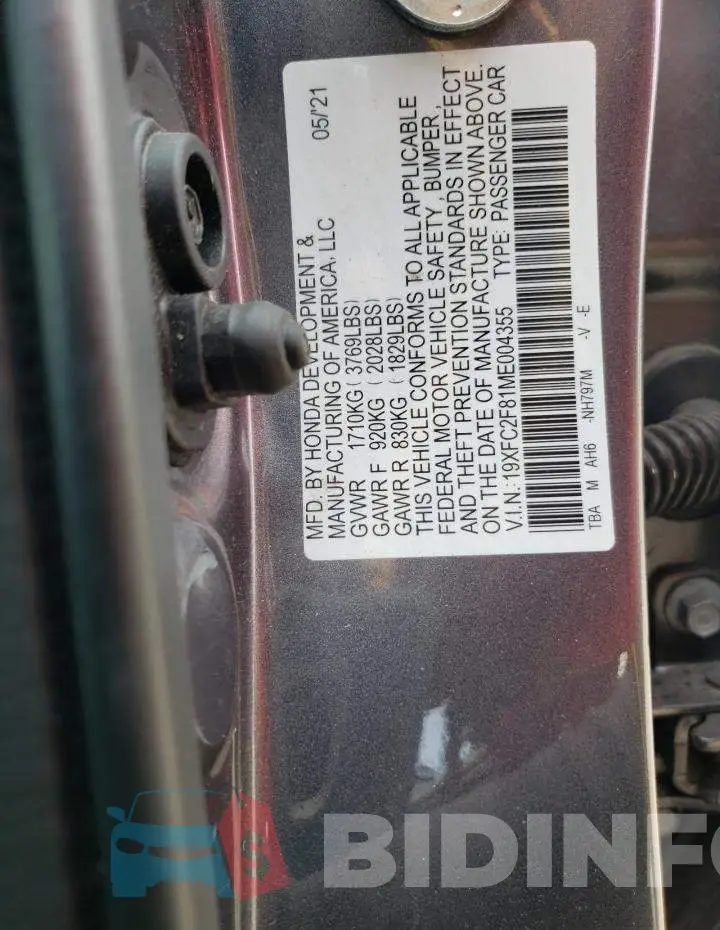 19XFC2F81ME004355 Photo# 12